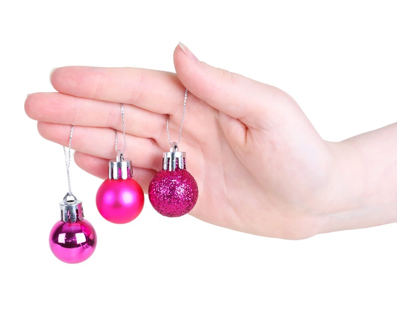 Christmas ConceptsÂ® Pack of 25-25mm Mini Christmas Tree Baubles - Shiny, Matte & Glitter Decorated Ornaments (Hot Pink) - Image 4